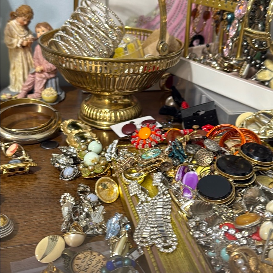 Vintage Jewelry Collection With Gold And Silver Accents